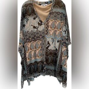 Rose + Olive Bohemian Paisley Print Poncho